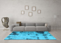 Machine Washable Abstract Light Blue Modern Rug, wshabs1364lblu