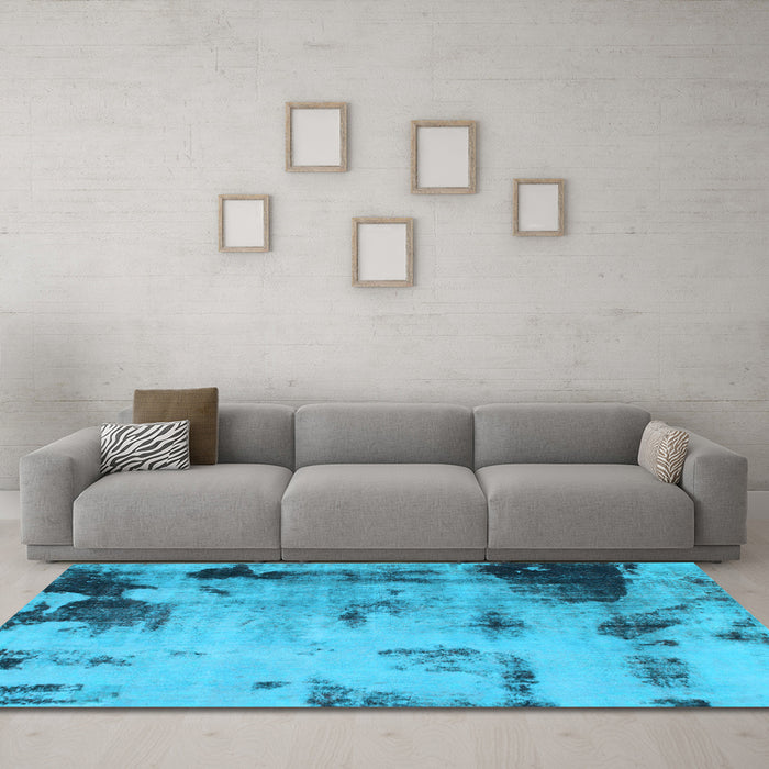Machine Washable Abstract Light Blue Modern Rug in a Living Room, wshabs1364lblu