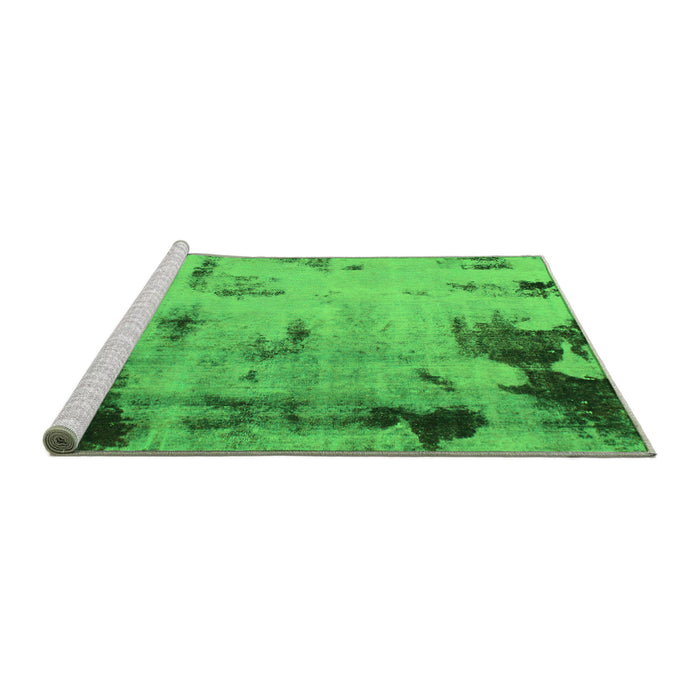 Sideview of Machine Washable Abstract Green Modern Area Rugs, wshabs1364grn