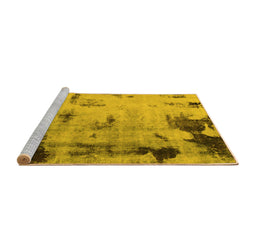 Sideview of Machine Washable Abstract Yellow Modern Rug, wshabs1364yw