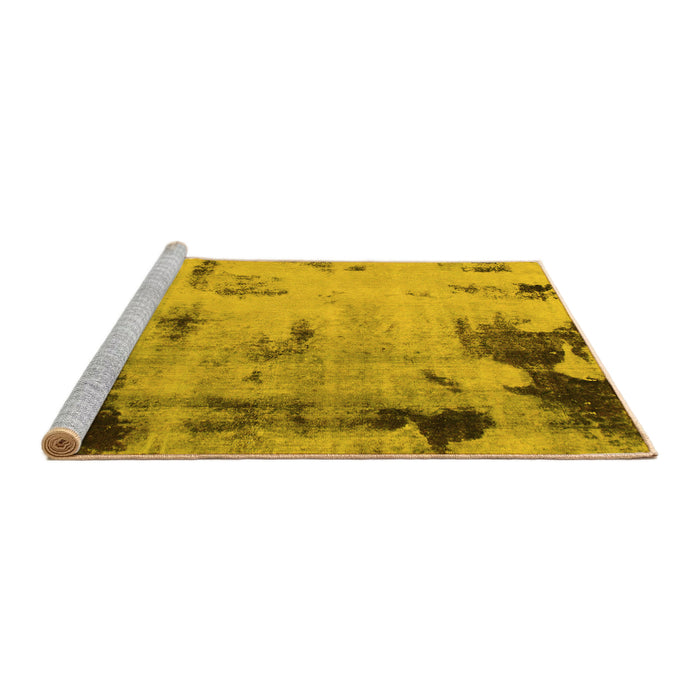 Sideview of Machine Washable Abstract Yellow Modern Rug, wshabs1364yw