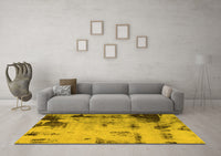 Machine Washable Abstract Yellow Modern Rug, wshabs1364yw