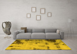 Machine Washable Abstract Yellow Modern Rug in a Living Room, wshabs1364yw