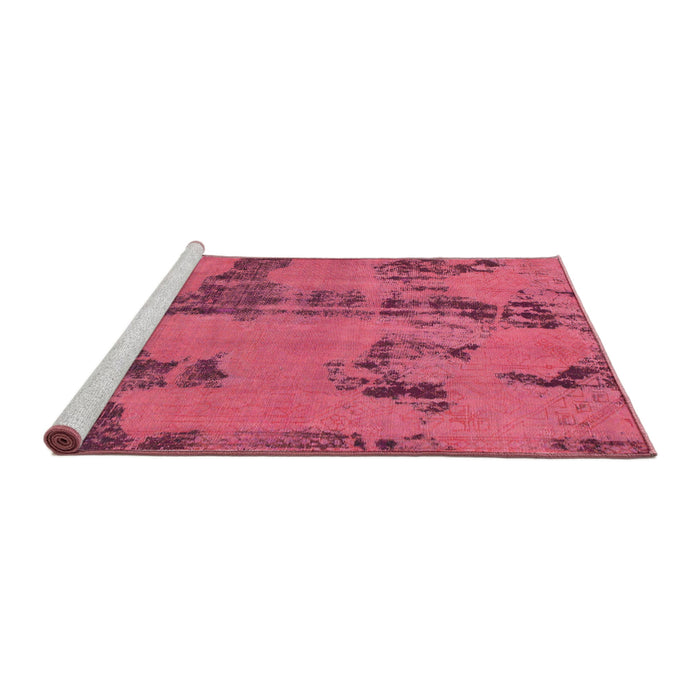 Sideview of Machine Washable Abstract Violet Red Pink Rug, wshabs1365