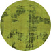 Round Oriental Green Traditional Rug, abs1365grn