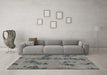 Machine Washable Oriental Turquoise Traditional Area Rugs in a Living Room,, wshabs1365turq