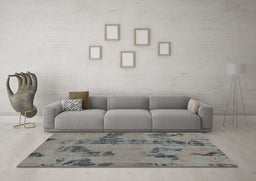 Machine Washable Oriental Turquoise Traditional Area Rugs in a Living Room,, wshabs1365turq