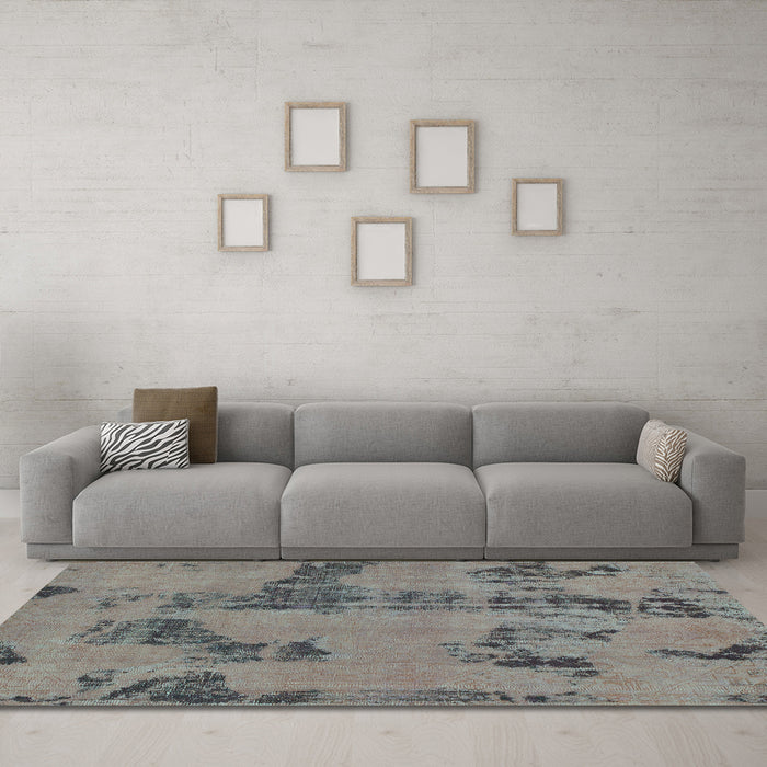 Machine Washable Oriental Turquoise Traditional Area Rugs in a Living Room,, wshabs1365turq