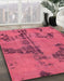 Abstract Violet Red Pink Oriental Rug in Family Room, abs1365