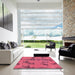 Square Machine Washable Abstract Violet Red Pink Rug in a Living Room, wshabs1365