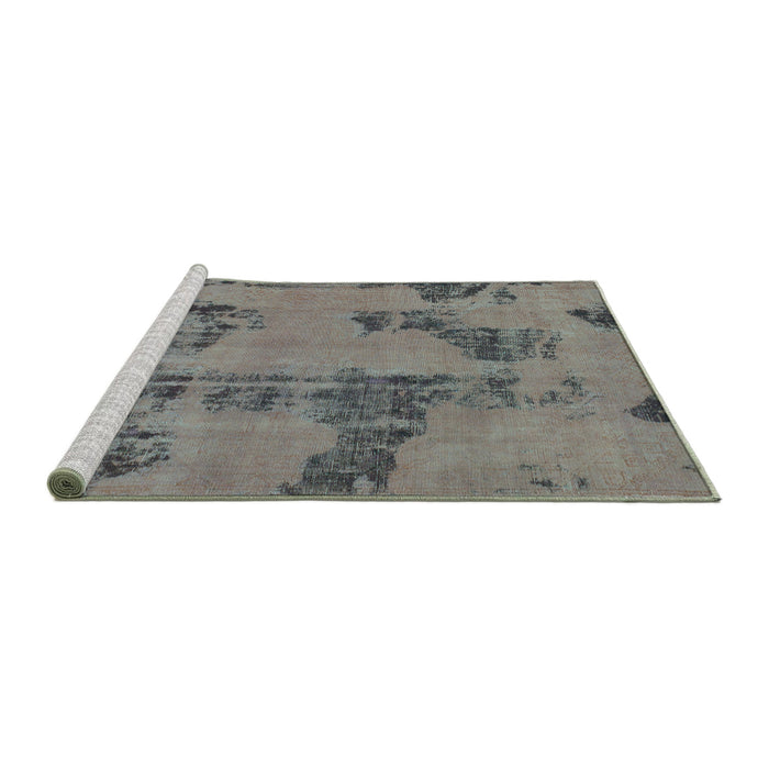 Sideview of Machine Washable Oriental Turquoise Traditional Area Rugs, wshabs1365turq