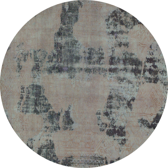 Round Machine Washable Oriental Turquoise Traditional Area Rugs, wshabs1365turq