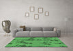 Machine Washable Oriental Emerald Green Traditional Area Rugs in a Living Room,, wshabs1365emgrn