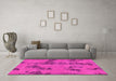 Machine Washable Oriental Pink Traditional Rug in a Living Room, wshabs1365pnk