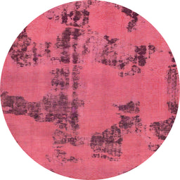 Round Machine Washable Abstract Violet Red Pink Rug, wshabs1365