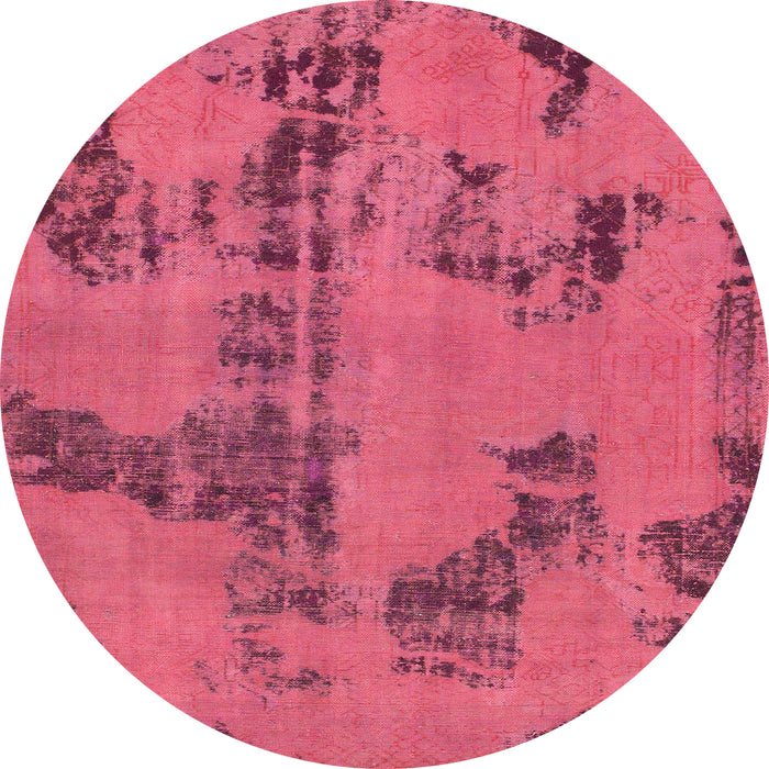 Round Machine Washable Abstract Violet Red Pink Rug, wshabs1365