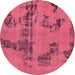 Round Machine Washable Abstract Violet Red Pink Rug, wshabs1365