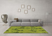 Machine Washable Oriental Green Traditional Area Rugs in a Living Room,, wshabs1365grn