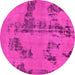 Round Oriental Pink Traditional Rug, abs1365pnk