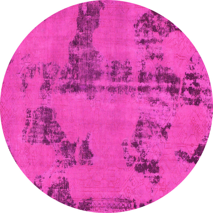 Round Machine Washable Oriental Pink Traditional Rug, wshabs1365pnk