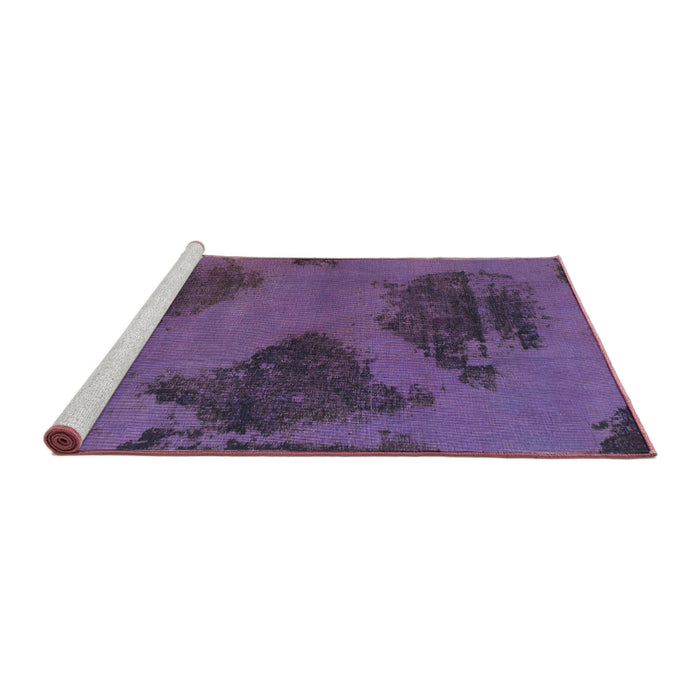 Sideview of Machine Washable Abstract Purple Flower Purple Rug, wshabs1366