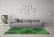 Machine Washable Abstract Emerald Green Modern Area Rugs in a Living Room,, wshabs1366emgrn