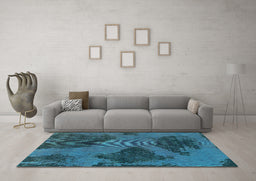 Machine Washable Abstract Turquoise Modern Area Rugs in a Living Room,, wshabs1366turq