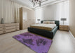 Machine Washable Abstract Purple Flower Purple Rug in a Bedroom, wshabs1366