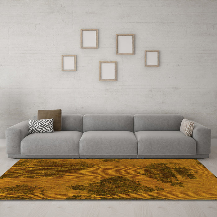 Machine Washable Abstract Yellow Modern Rug in a Living Room, wshabs1366yw
