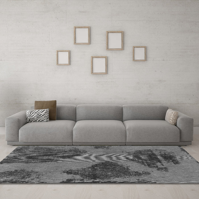 Machine Washable Abstract Gray Modern Rug in a Living Room,, wshabs1366gry