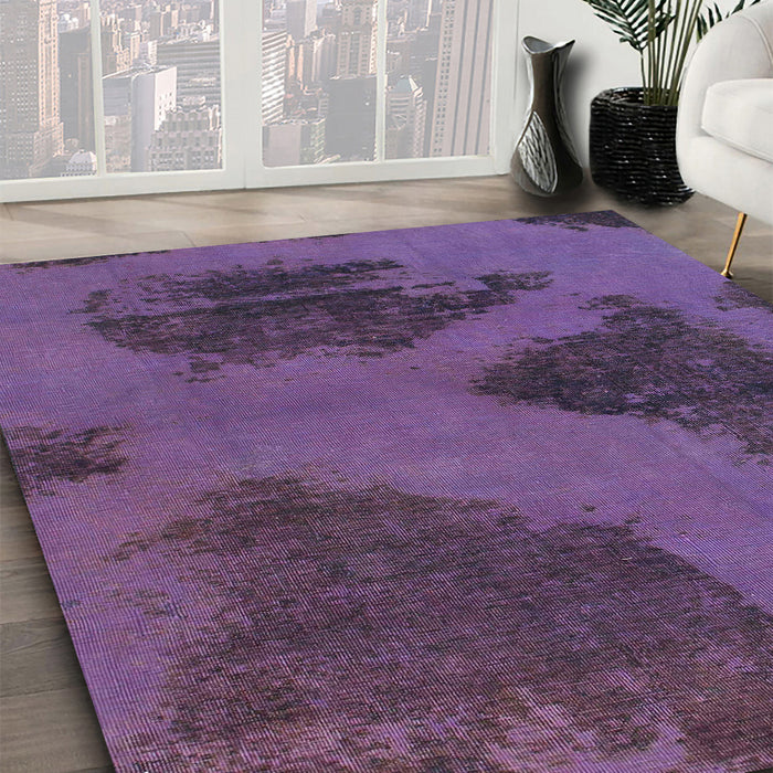 Abstract Purple Modern Rug in Family Room, abs1366