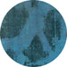 Round Abstract Turquoise Modern Rug, abs1366turq