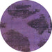 Round Machine Washable Abstract Purple Flower Purple Rug, wshabs1366