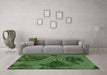 Machine Washable Abstract Green Modern Area Rugs in a Living Room,, wshabs1366grn