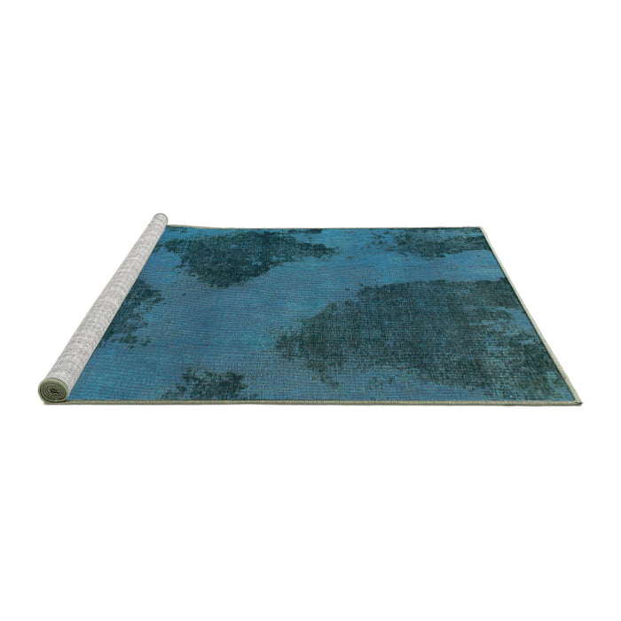 Sideview of Machine Washable Abstract Turquoise Modern Area Rugs, wshabs1366turq