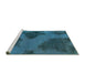 Sideview of Machine Washable Abstract Turquoise Modern Area Rugs, wshabs1366turq