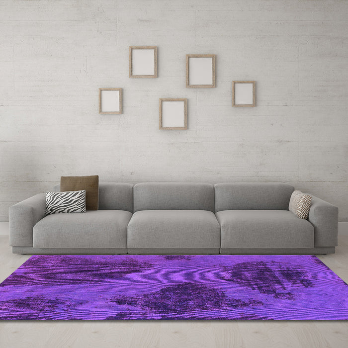 Machine Washable Abstract Purple Modern Area Rugs in a Living Room, wshabs1366pur