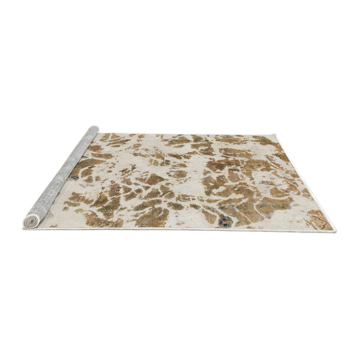 Sideview of Machine Washable Abstract Gold Rug, wshabs1367