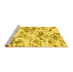 Sideview of Machine Washable Abstract Yellow Modern Rug, wshabs1367yw