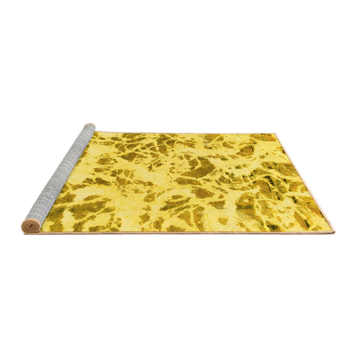 Sideview of Machine Washable Abstract Yellow Modern Rug, wshabs1367yw