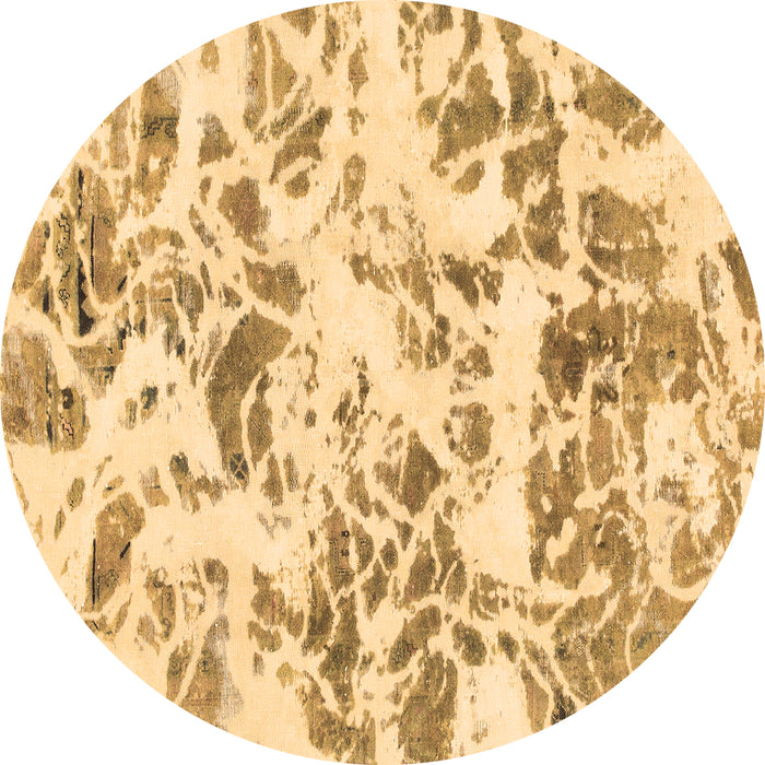 Round Abstract Brown Modern Rug, abs1367brn