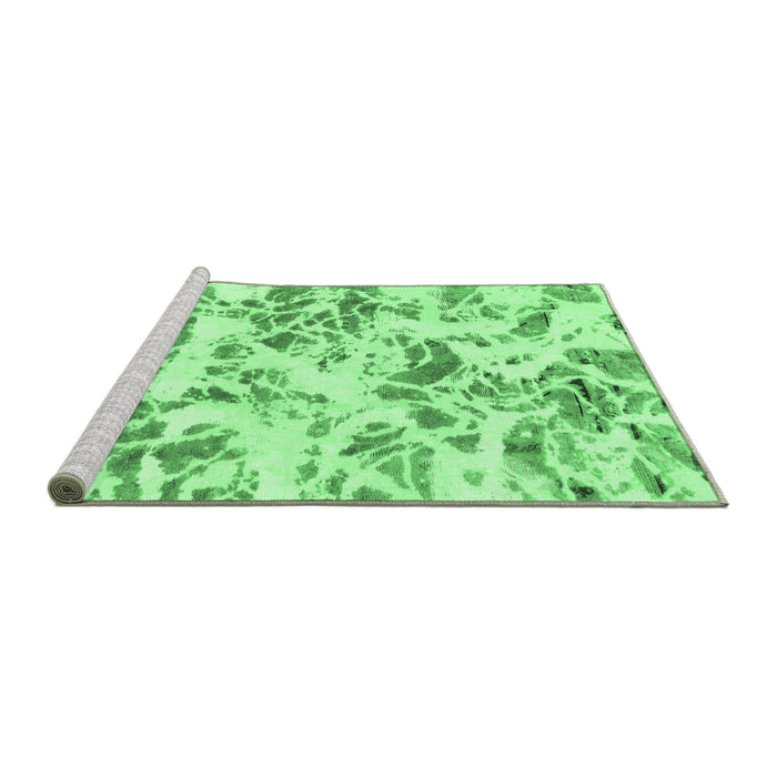 Sideview of Machine Washable Abstract Emerald Green Modern Area Rugs, wshabs1367emgrn