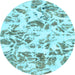 Round Machine Washable Abstract Light Blue Modern Rug, wshabs1367lblu