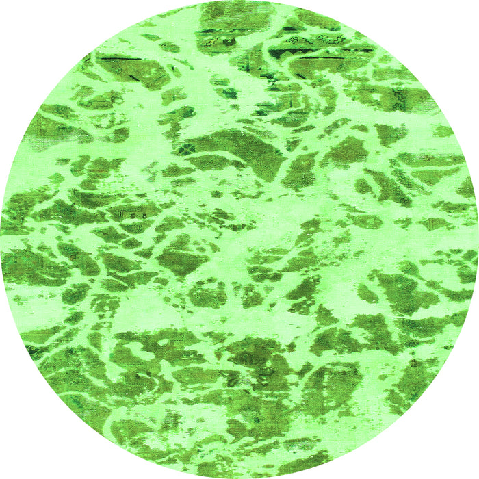 Round Abstract Green Modern Rug, abs1367grn