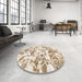 Round Abstract Gold Modern Rug in a Office, abs1367