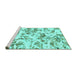 Sideview of Machine Washable Abstract Turquoise Modern Area Rugs, wshabs1367turq