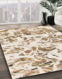 Abstract Gold Modern Rug, abs1367