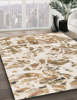 Abstract Gold Modern Rug in Family Room, abs1367