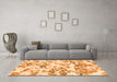 Machine Washable Abstract Orange Modern Area Rugs in a Living Room, wshabs1367org