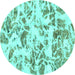 Round Abstract Turquoise Modern Rug, abs1367turq